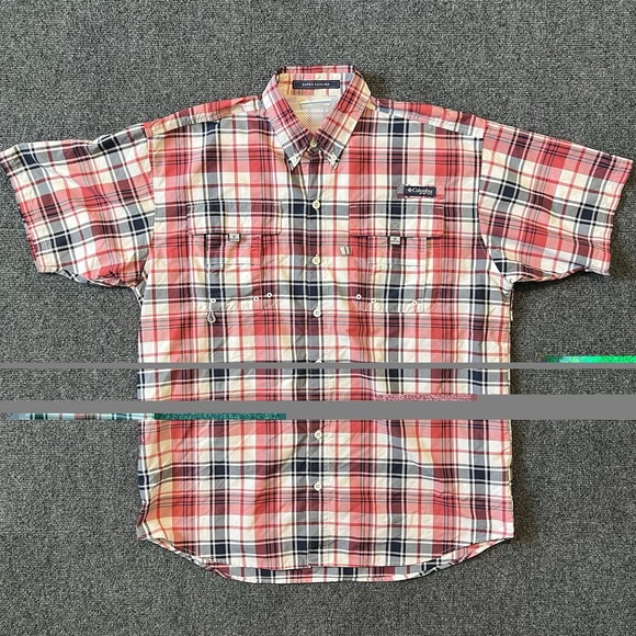 Columbia Other - Columbia Super Bahama Shirt Mens M Red Black Plaid Short Sleeve Fishing Vented